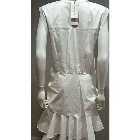 Veronica Beard White Bell Button Down Ruched Shirtdress Size 12 - Picture 11 of 13